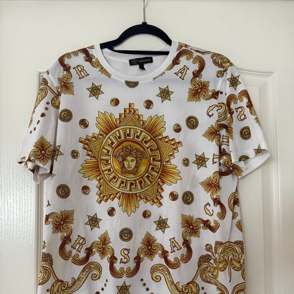 Versace Gold Baroque Medusa Print T-Shirt
